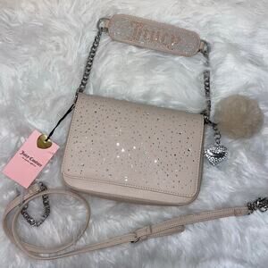 NWT Juicy Couture Glamor Glitz Shoulder Bag Sandstone Rhinestone Bling Crossbody